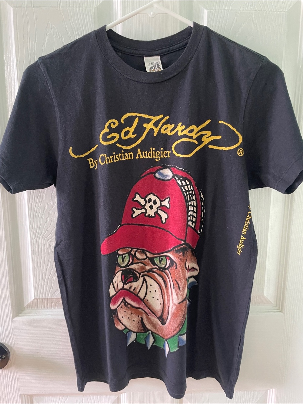 Rare Vintage Y2K Ed Hardy Christian Audigier Bulldog Tee Made In USA Size S